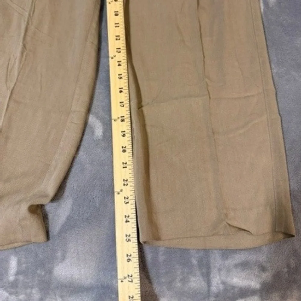 Joseph & Feiss Silk Herringbone Pleated Wide Leg Pants Mens Size 36 Tan EUC